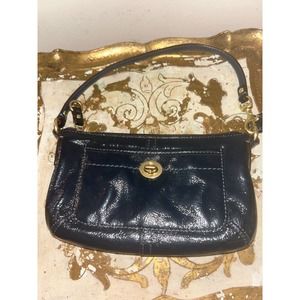VINTAGE Coach Legacy Black Leather Turnlock Classic Wristlet Clutch